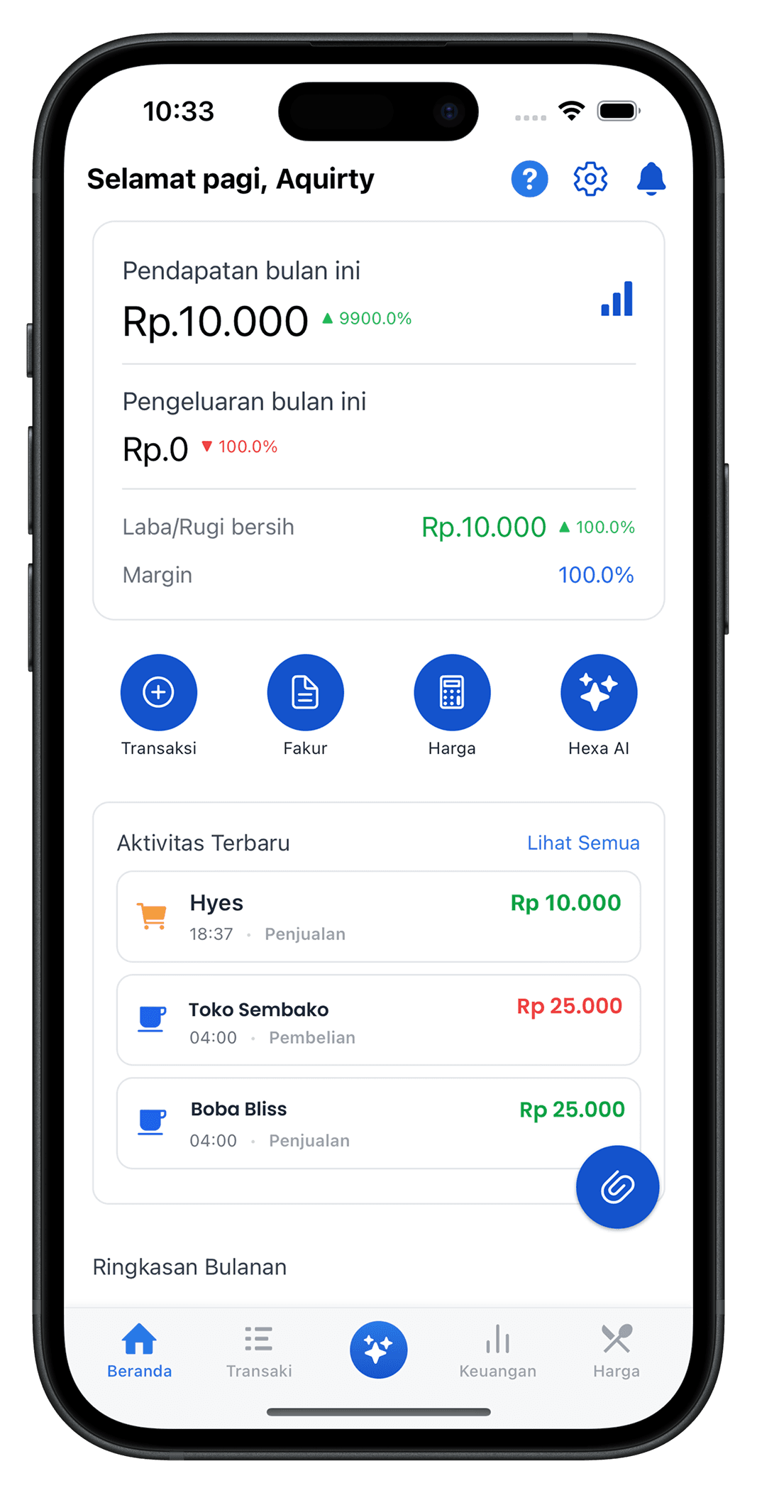 Hexa App Dashboard